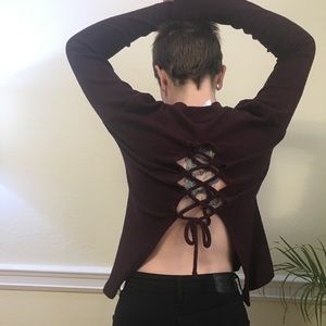 Sadie and Sage open back tie up sweater